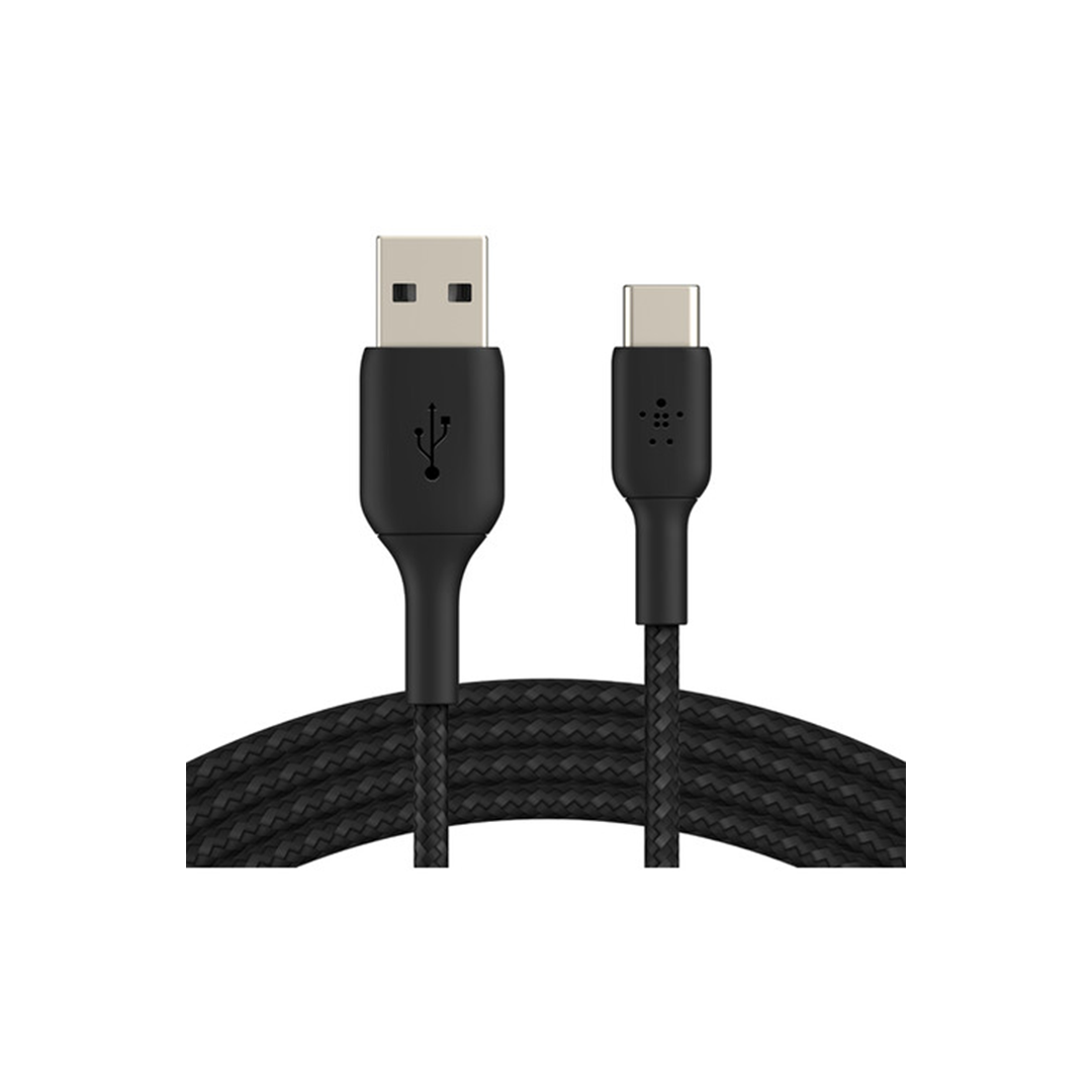 Belkin BoostCharge Braided USB-C to USB-A Cable 2M - Black Belkin BoostCharge Braided USB-C to USB-A Cable 2M - Black
